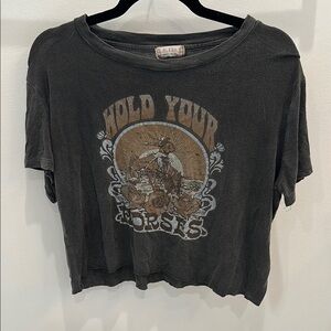 Altar’d State Soft Brown Cowgirl Crop Tee